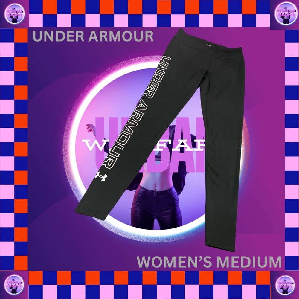 Black Under Armour leggings with white logo